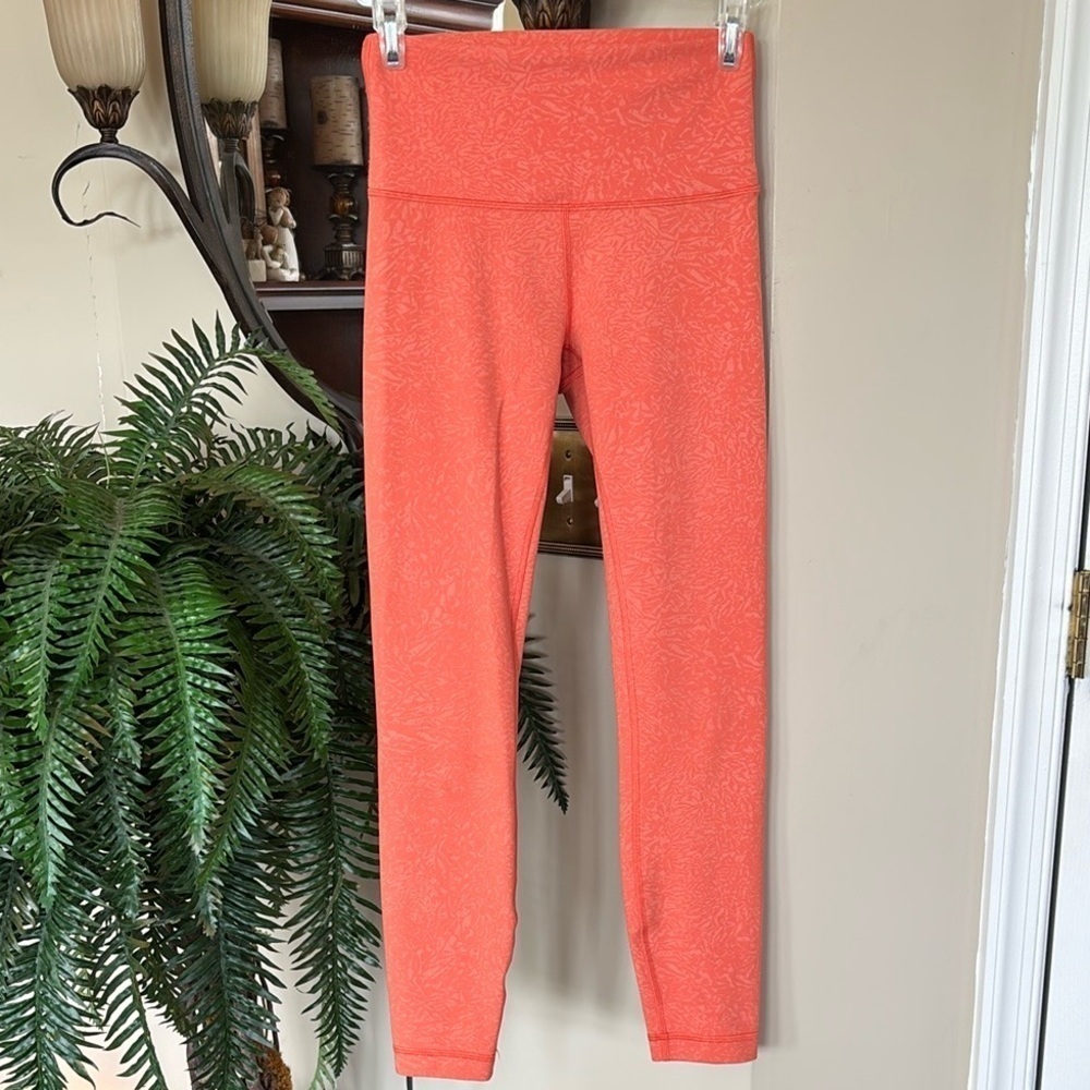 Lululemon Wunder Under Train High Rise Leggings Crunch Warm Coral Workout Tights